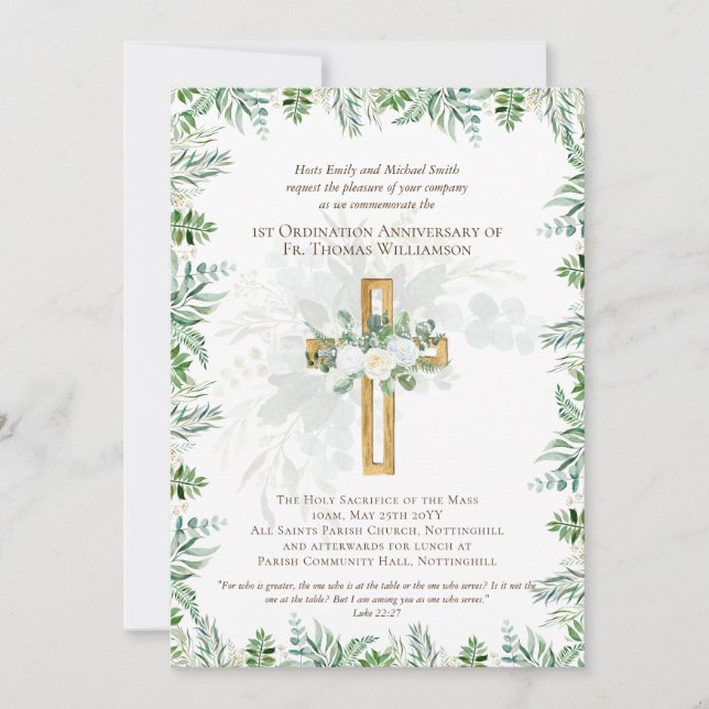 ANY Ordination Anniversary Invitation Rustic Wood (Front)