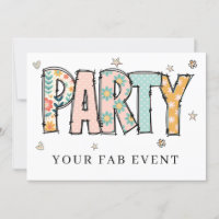 * Any PARTY DIY Invite Doodle Event Colourful