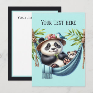 Any purpose Mommy Baby panda bear add message Card