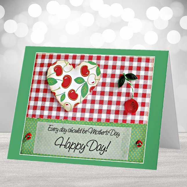 Any Recipient, Dimensional Quilled Cherry Holiday Card (Creator Uploaded)