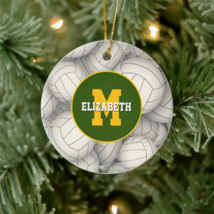 any school club fav team colors custom volleyball ceramic ornament