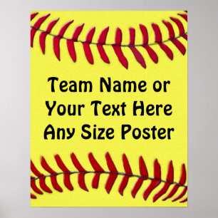 Any Size Personalized SOFTBALL Posters, YOUR TEXT Poster