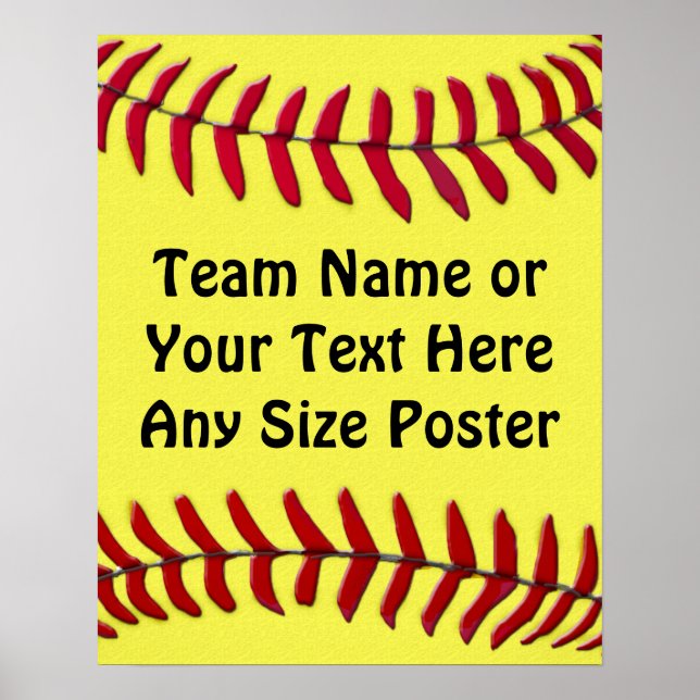 Any Size Personalized SOFTBALL Posters, YOUR TEXT Poster (Front)