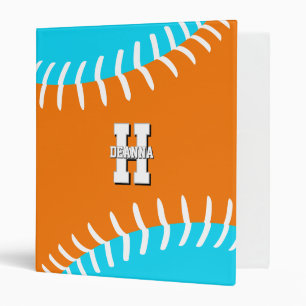 ANY team colors baseball softball monogrammed Binder
