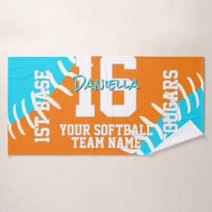 ANY team colors softball baseball athlete name Bath Towel Set