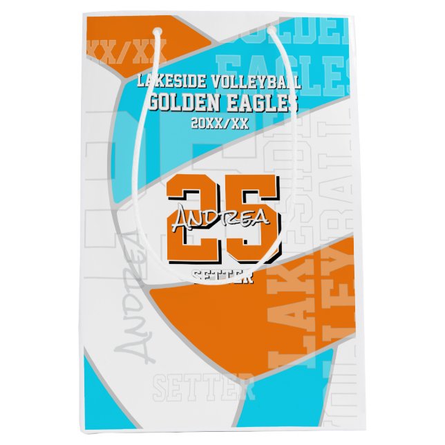 ANY team colors volleyball athlete name Medium Gift Bag (Front)