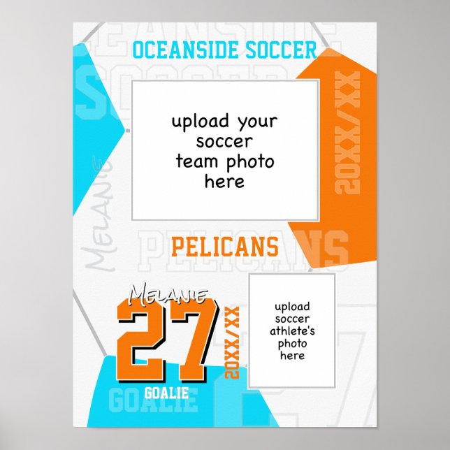 ANY team colours soccer team + athlete photo Poster (Front)