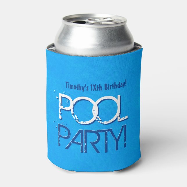 Any Teen Birthday Pool Party Save the Date P03Z Can Cooler (Can Front)