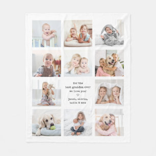 Any Text 11 Photo Collage Simple Modern Keepsake Fleece Blanket