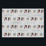 Any Text 12 Photo Collage Farmhouse Wood Christmas Wrapping Paper Sheet<br><div class="desc">Celebrate the simple joys of the holidays with elegant custom photo collage and typography Christmas wrapping paper sheets. All text and photos are simple to personalize. The modern farmhouse style design features 12 square pictures of your choice, rustic grey faux wood, festive watercolor pine greenery garlands, and stylish handwritten script...</div>