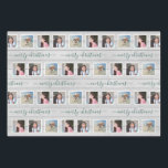 Any Text 12 Photo Collage Farmhouse Wood Christmas Wrapping Paper Sheet<br><div class="desc">Celebrate the simple joys of the holidays with elegant custom photo collage and typography Christmas wrapping paper sheets. All text and photos are simple to personalize. The modern farmhouse style design features 12 square pictures of your choice, rustic grey faux wood, festive watercolor pine greenery garlands, and stylish handwritten script...</div>