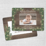 Any Text 1 Photo Rustic Wood Pine & String Lights Holiday Card<br><div class="desc">Send joyful greetings and share one of your favourite pictures with a stylish custom photo holiday card. All text on this template is simple to personalize to include any wording, such as Merry Christmas, Happy Holidays, Seasons Greetings, New Year Cheers etc. (IMAGE PLACEMENT TIP: An easy way to centre a...</div>