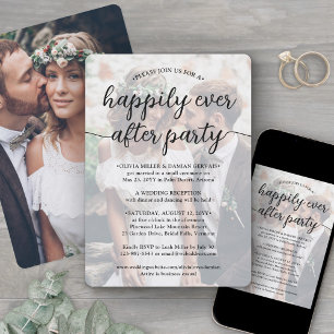 Any Text 2 Photo Wedding Happily Ever After Party Invitation