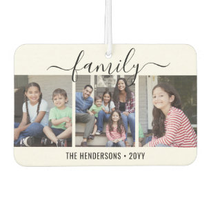 Any Text 4 Photo Script Family Black and White Air Freshener