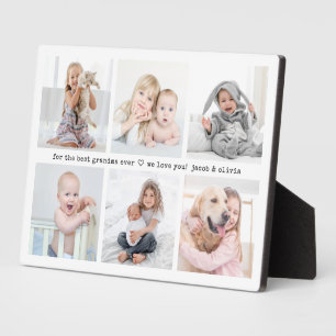 Any Text 6 Photo Collage Modern Minimal Keepsake Plaque