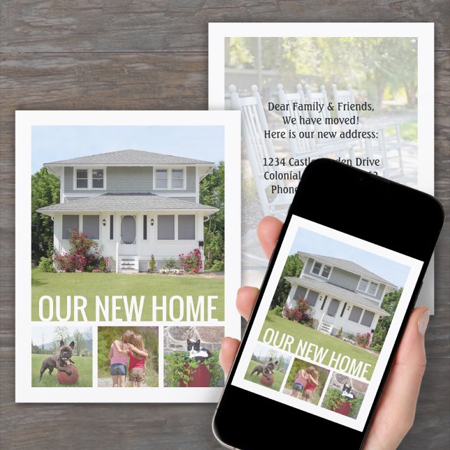 Any Text Change of Address 5 Photo Collage Moving Announcement (Creator Uploaded)