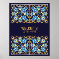 Any text customizable blue Azulejos 