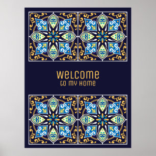 Any text customizable blue Azulejos Poster