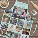 Any Text Family Photo Collage Grandma Teal Blue Apron<br><div class="desc">Celebrate the simple joys of family and grandkids with an elegant custom photo collage teal and grey apron. Pictures and all text are simple to customize. Quote that reads "My Favourite People Call Me Grandma" can be personalized for Nana, Grammy, Granny, Gigi, Mommy, Mama, Auntie, etc. (IMAGE PLACEMENT TIP: An...</div>