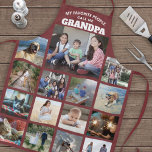 Any Text Family Photo Collage Grandpa Burgundy Red Apron<br><div class="desc">Celebrate the simple joys of family and grandkids with an elegant custom photo collage burgundy and white apron. Pictures and all text are simple to customize. Quote that reads "My Favourite People Call Me Grandpa" can be personalized for Papa, Pop-pop, Paw-paw, Grandad, Grampa, Big Daddy, etc. (IMAGE PLACEMENT TIP: An...</div>