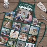 Any Text Family Photo Collage Grandpa Green White Apron<br><div class="desc">Celebrate the simple joys of family and grandkids with an elegant custom photo collage green and white apron. Pictures and all text are simple to customize. Quote that reads "My Favourite People Call Me Grandpa" can be personalized for Papa, Pop-pop, Paw-paw, Grandad, Grampa, Big Daddy, etc. (IMAGE PLACEMENT TIP: An...</div>