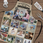 Any Text Family Photo Collage Grandpa Khaki Beige Apron<br><div class="desc">Celebrate the simple joys of family and grandkids with an elegant custom photo collage khaki and black apron. Pictures and all text are simple to customize. Quote that reads "My Favourite People Call Me Grandpa" can be personalized for Papa, Pop-pop, Paw-paw, Grandad, Grampa, Big Daddy, etc. (IMAGE PLACEMENT TIP: An...</div>