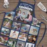 Any Text Family Photo Collage Grandpa Navy Blue Apron<br><div class="desc">Celebrate the simple joys of family and grandkids with an elegant custom photo collage navy blue and white apron. Pictures and all text are simple to customize. Quote that reads "My Favourite People Call Me Grandpa" can be personalized for Papa, Pop-pop, Paw-paw, Grandad, Grampa, Big Daddy, etc. (IMAGE PLACEMENT TIP:...</div>