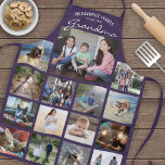 Any Text Family Photo Collage Grid Grandma Purple Apron<br><div class="desc">Celebrate the simple joys of family and grandkids with an elegant custom photo collage purple and white apron. Pictures and all text are simple to customize. Quote that reads "My Favourite People Call Me Grandma" can be personalized for Nana, Grammy, Granny, Gigi, Mommy, Mama, Auntie, etc. (IMAGE PLACEMENT TIP: An...</div>