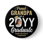 Any Text & Graduate Photo Proud Grandpa Black Gold