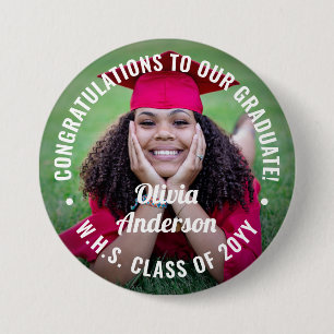 Any Text Graduation Photo Congratulations Modern 3 Inch Round Button