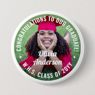 Any Text Graduation Photo Congratulations Modern 3 Inch Round Button