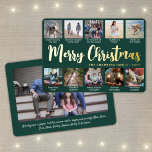 Any Text Green 11 Photo Collage Christmas Script Foil Holiday Card<br><div class="desc">Send stylish joyful greetings and share 11 of your favourite pictures with a custom photo collage green and gold foil holiday card. All text on this template is simple to personalize to include any wording, such as Merry Christmas, Happy Holidays, Seasons Greetings, New Year Cheers etc. (IMAGE PLACEMENT TIP: An...</div>
