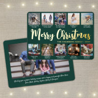 Any Text Green 11 Photo Collage Christmas Script