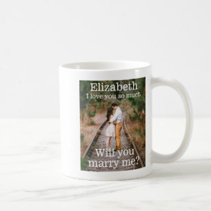 Any Text Marriage Proposal Photo Marry Me Black T Coffee Mug