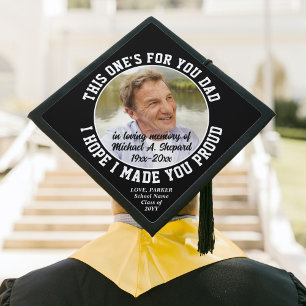 Any Text Memorial Tribute Photo Black & White Graduation Cap Topper