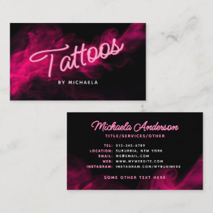 *ANY TEXT* Modern Pink Neon & Smoke Brow Shaping B Business Card