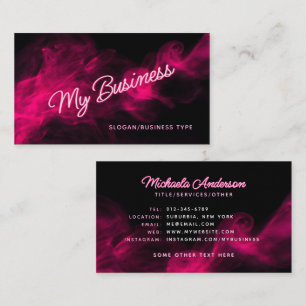 *ANY TEXT* Modern Pink Neon & Smoke Business Card