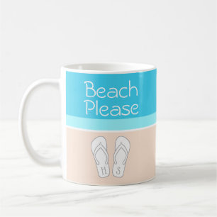 Any Text Monogram Beach Please Cute Modern Funny Coffee Mug