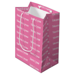 Any Text Name or Surname Personalized Pink Medium Gift Bag