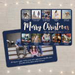 Any Text Navy Blue 11 Photo Collage Trendy Script Foil Holiday Card<br><div class="desc">Send stylish joyful greetings and share 11 of your favourite pictures with a custom photo collage navy blue and rose gold foil holiday card. All text on this template is simple to personalize to include any wording, such as Merry Christmas, Happy Holidays, Seasons Greetings, New Year Cheers etc. (IMAGE PLACEMENT...</div>