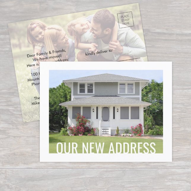 Any Text New Home Address Change 2 Photo Moving Announcement Postcard (Creator Uploaded)