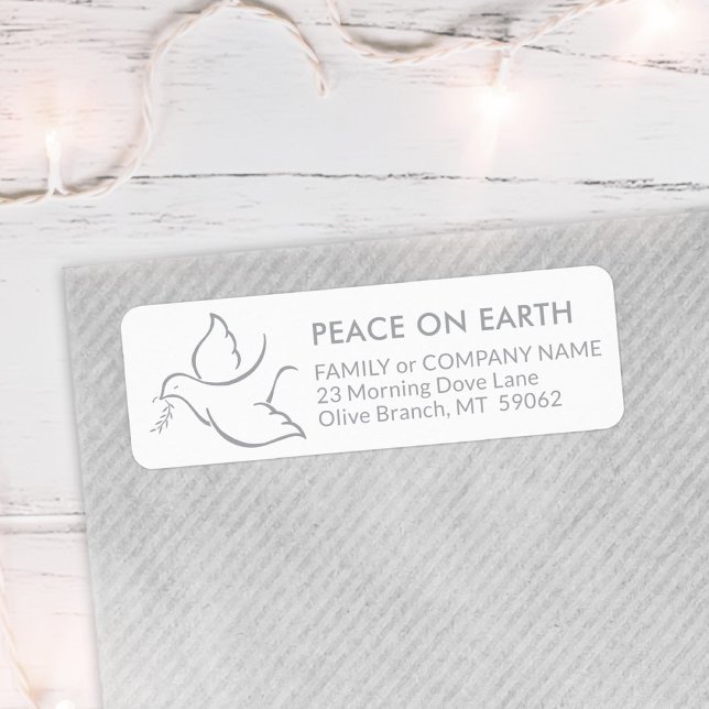 Any Text Peace Bird White Holiday Return Address (Creator Uploaded)