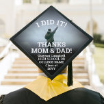 Any Text & Photo Black White Class Year & School Graduation Cap Topper<br><div class="desc">Add an elegant personalized touch to your college or high school commencement with a custom photo inspirational graduation cap topper. Picture and all wording are simple to customize or delete. (IMAGE PLACEMENT TIP: An easy way to centre a photo exactly how you want is to crop it before uploading to...</div>