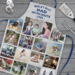 Any Text Photo Collage Best Dad Grey Blue Grilling Apron<br><div class="desc">Celebrate the simple joys of family and kids with an elegant custom photo collage blue and grey apron. Pictures and all text are simple to customize. "World's Best Dad and Grillmaster Ever Est. 20YY" can include kids names and be personalized for Daddy, Pop, Papa, Grandpa, etc. IMAGE PLACEMENT TIP: An...</div>