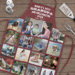 Any Text Photo Collage Best Grandpa Ever Burgundy Apron<br><div class="desc">Celebrate the simple joys of family and kids with an elegant custom photo collage burgundy and white apron. Pictures and all text are simple to personalize. "World's Best Grandpa and Grillmaster Ever Est. 20YY" can include grandkids names and be customized for Papa, Pop-pop, Paw-paw, Grandad, Grampa, Big Daddy, etc.(IMAGE PLACEMENT...</div>