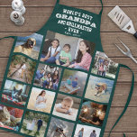 Any Text Photo Collage Best Grandpa Ever Green Apron<br><div class="desc">Celebrate the simple joys of family and kids with an elegant custom photo collage green and white apron. Pictures and all text are simple to personalize. Quote that reads "World's Best Grandpa and Grillmaster Ever Est. 20YY" can include grandkids names and be customized for Papa, Pop-pop, Paw-paw, Grandad, Grampa, Big...</div>
