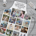 Any Text Photo Collage Best Grandpa Ever Grey Apron<br><div class="desc">Celebrate the simple joys of family and kids with an elegant custom photo collage white and grey apron. Pictures and all text are simple to customize. Quote that reads "World's Best Grandpa and Grillmaster Ever Est. 20YY" can include grandkids names and be personalized for Papa, Pop-pop, Paw-paw, Grandad, Grampa, Big...</div>
