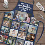 Any Text Photo Collage Best Grandpa Ever Navy Blue Apron<br><div class="desc">Celebrate the simple joys of family and kids with an elegant custom photo collage navy blue and white apron. Pictures and all text are simple to personalize. Quote that reads "World's Best Grandpa and Grillmaster Ever Est. 20YY" can include grandkids names and be customized for Papa, Pop-pop, Paw-paw, Grandad, Grampa,...</div>