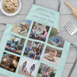 Any Text Photo Collage Best Mom Teal Blue & Grey Apron<br><div class="desc">Celebrate the simple joys of family and grandkids with an elegant custom photo collage teal blue and grey apron. Pictures and all text are simple to customize. Quote that reads "World's Best Mom and Chef Ever We Love You" can be personalized for Mama, Mommy, Grandma, Nana, Grammy, Granny, Gigi, Auntie,...</div>