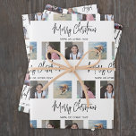 Any Text Photo Collage Black and White Christmas Wrapping Paper Sheet<br><div class="desc">Celebrate the simple joys of the holidays with stylish custom photo collage Christmas wrapping paper sheets. The pictures and all wording on this template are simple to personalize. Change "Merry Christmas" and "Joyful Wishes" to "Happy Holidays, Seasons Greetings, " or other text of your choice. An additional line of text...</div>
